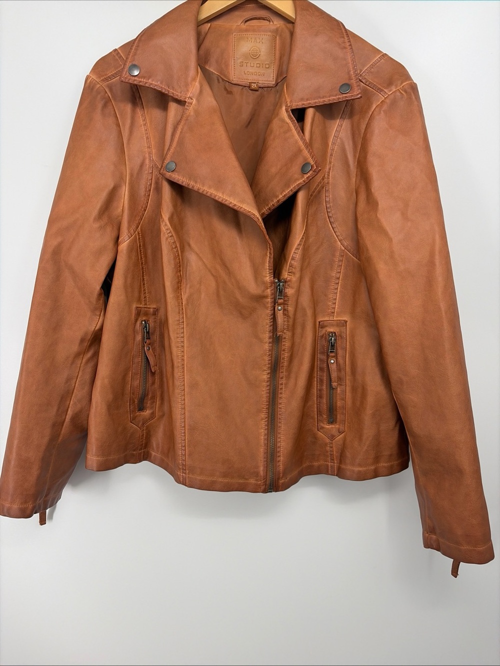 Max Studio New Plus Sz 2X Faux Leather Moto Jacket NWOT